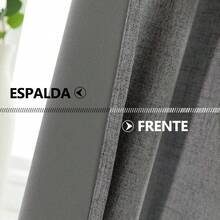 NANWEI Lino Cortinas Blackout con Aislamiento Térmico 100% Blackout y Ojal Superior Cortina para Recámara y Ventana de Sala Capa Trasera de Revestimiento Gris 2 Paneles 106.6 x 160 cm Gris - Gris - Ver 3