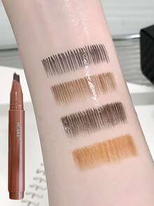 1pc 4D Liquid Eyebrow Pencil With Multi-Prong Tip, Smudge-Proof, Long-Lasting, Quick Drying, Available In Dark Brown, Ash Brown, Black, Light Brown - Multicolor - View 4
