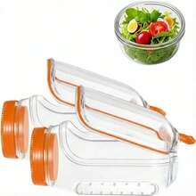 34盎司（1000毫升）侧开式防漏沙拉容器，带调料杯，一体式盖子和瓶身设计，适用于办公室、健身房、野餐（橙色/绿色）