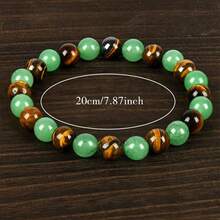 1pc Arpurraina Money Attraction Bracelet With Green Aventurine & Tiger Eye - Solid Unscented Prosperity & Wealth Amulet Birthday, Anniversary, Summer Vacation & Theme Parties Jewelry Charms Abundance Bracelet - Multicolor - View 4