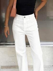 NVFelix Women'S Loose Straight Leg Jeans Retro Elegant And Fashionable Y2k Street Style Winter Thanksgiving New Year White New Style - White - View 4