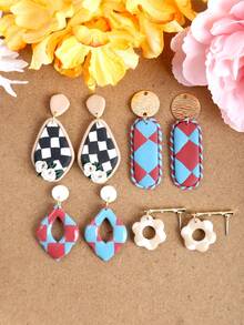 1/4pcs Square Polymer Clay Cutter, Grid Texture Clay Cutter, Suitable For Jewelry Making, Square Grid Tool, Polymer Clay Set, Suitable For DIY Jewelry Earring Making - Clay Cutter - View 2