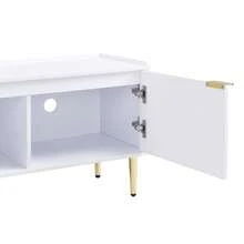 Mobile TV 170 x 35 x 47,5 cm in MDF, mobiletto TV basso con ante 3D e piedini in metallo dorato, moderno tavolo TV con ampio spazio di archiviazione, adatto per soggiorno e zona TV - Bianco - Visualizzare 9