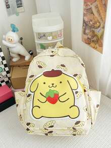 Mochila Fofa e Nova da Sanrio - Mochila Multiuso com Dois Compartimentos, Design de Desenho Animado Adorável, Adequada para Uso Diário e Volta às Aulas. Tecido de Poliéster Leve, Resistente à Água e à Umidade para Proteger os Itens, Múltiplos Bolsos para Armazenamento Organizado. Alças de Ombro Acolchoadas e Ajustáveis e Painel Traseiro de Tela Respirável para Uso Confortável. Kawaii - Multicolorido - Visão 3