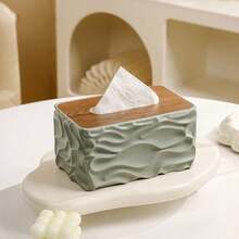 1pc Wavy Wooden Tissue Box Cover, Thickened Waterproof PP Material, Suitable For Living Room, Dining Room, Bathroom, Bedroom, Office, Hotel, Daily Use, Gift, National Day, Valentine's Day - Multicolor - View 4