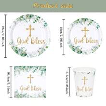 7/9 Inch Cross-Shaped Disposable Plate Set, Party Plates, Includes Disposable Paper Plates, Cups, Napkins, Suitable For Wedding, Engagement, Birthday, Wedding Party Tableware - Multicolor - View 2