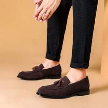 New Stylish Casual Loafers For Men, Simple & Versatile Breathable Formal Dress Shoes Suitable For Daily Commute, Work, Office Wear - Dark Brown - View 2