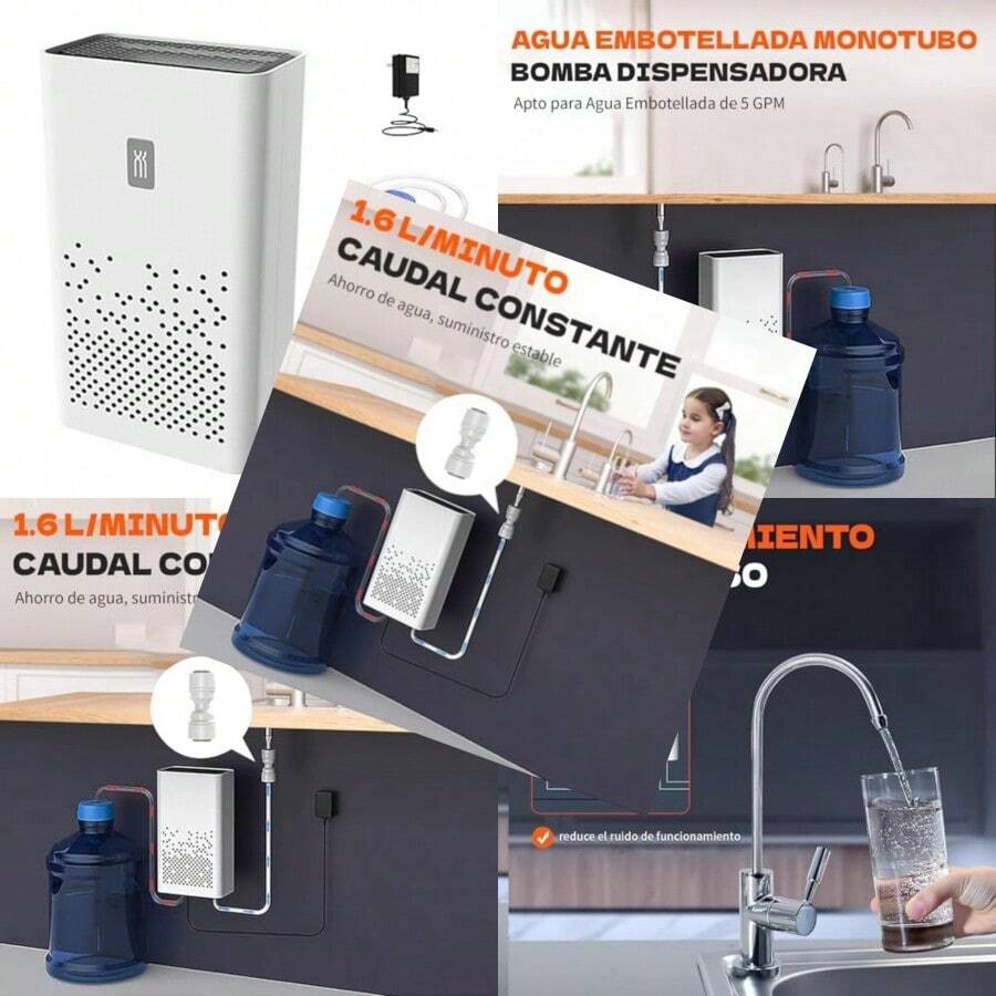 htyNOVAKA Bomba de Agua Automatica para Dispensador de Agua para Cocina y Electrodomesticos Sistema Automatico de Bomba de Agua para Refrigerador Facil Instalacion Silencioso 1.6L/minyfg - Blanco - Ver 1
