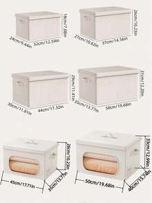 Foldable Clothes & Bedding Storage Box With Lid, Pants Organizer Box, Home & Dorm Closet Storage - Rice - View 5