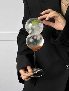 1pc Minimalist Round Ball Design Stemware, Elegant Glass Cup Suitable For Birthday Party, Group Gathering, Can Be Used As Milk Cup And Juice Cup - Multicolor - View 6