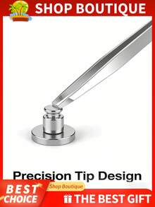 1pc Stainless Steel Slanted Tweezers - Professional Beauty & Craft Tool - Multicolor - View 6