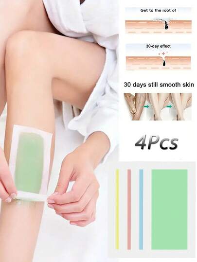 4PCS Hair Removal Wax Paper Macaron Color Series Hair Removal Wax Paper Legs, Whole Body, Face Hair Removal Paper Can Be Torn Off And Used Immediately, Painless And Fast, Suitable For Lips, Face, Hands And Feet To Reduce Hair Troubles For You