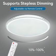 CANMEIJIA 1pc Modern Crystal Ceiling Light, LED Ceiling Light With Remote Control, 3-Color Switchable, Dimmable, Color Temperature Adjustable, 220V Recessed Ceiling Light, Suitable For Living Room/Kitchen/Bedroom, 50W-40CM-5000 Lumens / 70W-50CM-7000 Lumens - Crystal Lampshade, Tri-proof Ceiling Light With Remote Control - View 6