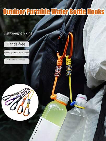 Clip multifuncional para mochila de senderismo - Gancho portátil de nailon para botellas de agua, conveniente para llevar botellas de agua y botellas de agua mineral, adecuado para senderismo, correr y llevar botellas de agua diarias, artículos esenciales de viaje, suministros de viaje y al aire libre, equipo de camping