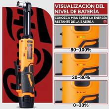 Llave De Carraca Inalámbrica, 1/2 Pulgadas Matraca Eléctricas, Dos Batería 2Ah, 55N.m 400RPM 12V - Naranja - Ver 5