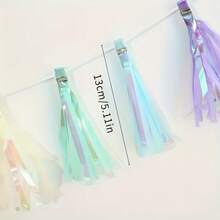 2 Packs Party Colorful Tassel Garland Decorations, Soft Tassel Decor Suitable For Birthday, Graduation Ceremony, Holidays, Home Decor, Baptism - Dazzling - View 6