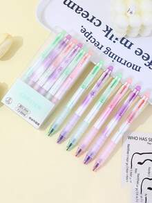 1/6pcs Erasable Gel Pens - Retractable 0.5mm Blue Ink, Aesthetic Pastel Plastic Ballpoint Pens, Healing Erasable Pens, Sky Blue Push-Button Erasable Neutral Pens, Easy To Erase Cleanly Without Trace, Suitable For Office And School - Multicolor - View 4