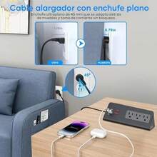 1875W Regleta Multicontacto Escritorio Múltiple con Función de Protección Contra Sobretensiones,7 Salidas Enchufe Inteligente-3AC+3A+1C,32W-PD&20W-USBC,2M Cable de Alimentación,para Oficina Hogar Dorm - Triángulo - Ver 5