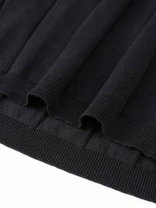 Men's Round Neck Vertical Ribbed Ribbed Short Sleeve Knit Sweater, Spring/Summer - Black - View 6