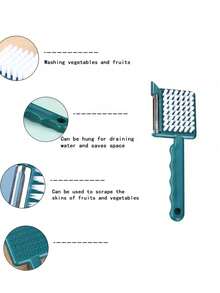 Multi-Function Vegetable & Fruit Peeler, Vegetable & Fruit Cleaning Brush Peeler, Potato Hole Peeler, Space-Saving Hanging Design, Stainless Steel Peeler & Cleaning Brush Multi-Function, Kitchen Vegetable & Fruit Cleaning Brush Peeler, Potato & Yam Peeler Brush, 3-In-1 Peeling, Hole Making & Cleaning