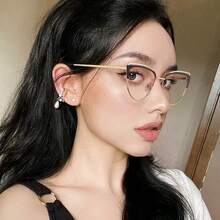 一副双色金属猫眼眼镜，复古甜美时尚设计，电脑眼镜，适合近视和正常视力，户外光致变色时尚款式 - 彩色 - 查看 12