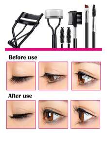 16pcs/11pcs/10pcs Eyelash Curler Set, Stainless Steel Material, Wide Mouth Design, Easy To Create Long-Lasting Curled Lashes, Professional Makeup Artist Essential Tool,Giveaways,Travel,Cheap Stuff,Travel Essential - Black - View 7