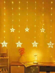 1件 2m/6.56ft 82LED 星星串燈 - 電池供電(不含電池),室內牆面裝飾,適用於婚禮、派對、節日 - 家居裝飾、房間裝飾、串燈 - 扁星星 - 查看 12