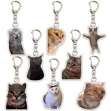 Cute Cat Expression Keychain, 2 Chatting Cats Keyring, Kawaii Pendant, Funny Keychain, Back To School Season - Multicolor - View 1