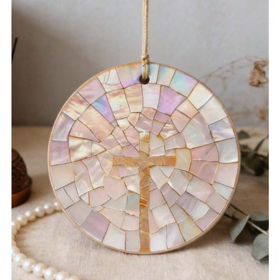 1Pc Sacred Acrylic Mosaic Cross Ornament - Religious Christian Gift For Her - 彩色 - 查看 1