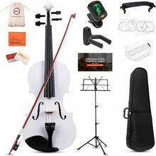 Odwmwhuh Acoustic Violin For Beginners 4/4 Full Size Acoustic Violin Fiddle For Teens Students Violin Starter Kit With Hard Case Shoulder Rest Bow Violin Music Stand And Strings White - White - View 1