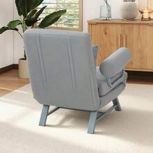 HOMCOM Sofá Cama de 1 Plaza 3 en 1, Sofá Cama Plegable Tapizado en Lino Sintético con Respaldo Ajustable de 5 Niveles y Almohada Acolchada, para Oficina, Dormitorio, Salón, 73x78x81 cm, Gris Claro - Gris Claro - Ver 9