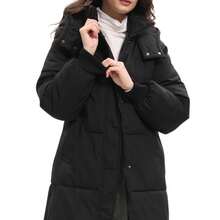 Long Puffer Jacket For Women,2026 Thickened Winter Coat Hooded With Deep Pockets, Ladies Warm Winter Jacket - màu đen - Xem 3