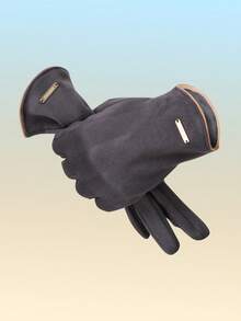 1 Paio di eleganti guanti in poliestere caldi da uomo, adatti per guida, ciclismo, touchscreen, antivento, caldi per outfit da pendolarismo in autunno/inverno e vacanze - Guanti caldi da uomo per autunno e inverno - Visualizzare 10