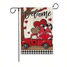30.48 X 45.72 Cm Double-Sided Heart Truck Valentine's Day Garden Flag, Anniversary Rustic Yard Outdoor Decor - Red - View 9
