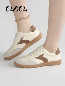 2026新款女士平底休闲运动鞋 - 卡其色 - 查看 7