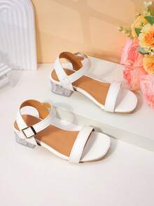 1 Pair Fashionable Chic Versatile Luxury High Heel Sandals For Girl - White - View 6