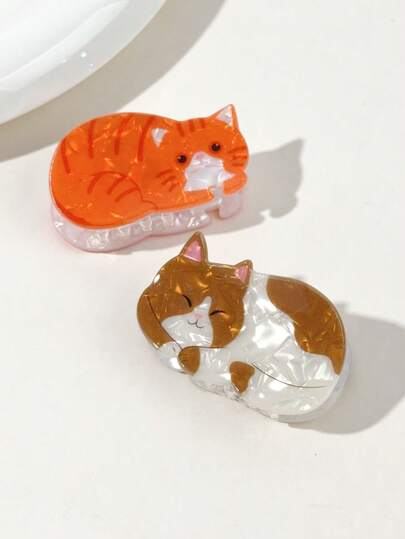 1pc Women's Cute Cartoon Plush Kitten Hair Clip, Acrylic Hair Claw Barrette, Stylish And Sweet For Daily Wear Women Claw Clips Elegant Hair Accessories