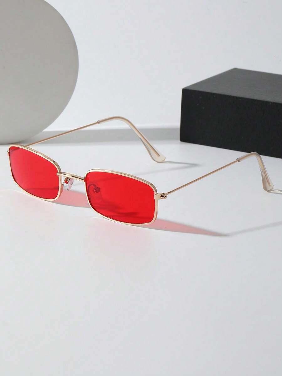 1件男士个性化金属塑料几何时尚眼镜，适合热带海滩度假、户外旅行、露营、街头拍照配饰