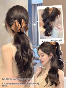 2026 New Satin Triangle Claw Clip Long Curly Ponytail, High-End Voluminous Updo Hairpiece - Multicolor - View 6