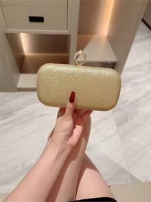 月光之夜手拿包，金色奢华水钻装饰金属链条单肩包，优雅迷你方形晚宴手拿包，适合婚礼、派对、正式场合，女士礼物，派对包，完美适用于派对、婚礼、圣诞/万圣节舞会、晚宴/盛会，婚礼必备，与毕业礼服、晚礼服完美搭配，是舞会配饰的理想之选。 - 金色 - 查看 8