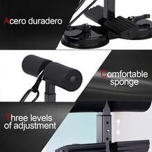 Soporte portátil para el piso, con cuerda y 2 ventosas fuertes para abdominales, barra de dominadas, almohadilla adhesiva, soporte ajustable para pies para muslo, entrenamiento para oficina, hogar - Negro - Ver 9