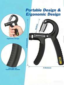 5–60 Kg Adjustable Hand Grip Strengthener With Stainless Steel Springs – Ideal For Wrist, Finger, Forearm & Hand Strengthening - màu đen - Xem 2
