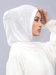 1件装女士纯色头巾内衬，穆斯林头巾，针织头巾，适合日常祈祷和外出穿着 - 彩色 - 查看 7