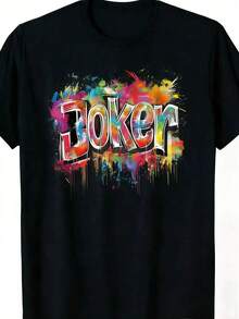 Men's Colorful "Joker" Graphic T-Shirt - Soft Cotton Casual Tee With Vibrant Splash Print, Black Premium Quality Round Neck Shirt For Casual Attire, Tee Shirts - màu đen - Xem 1