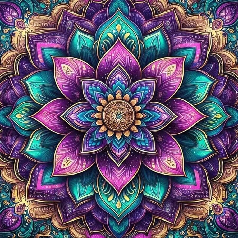 High Quality 1 Set Diamond Painting Kit, Mandala Flower, Multiple Sizes Available, Diamond Painting Art Kit 5D Full Drill Diamond Painting DIY, Full Drill Art And Craft, Packaging, Suitable For Home Decor, Living Room, Kitchen, Bedroom Wall Decoration, Gifts, Relaxation And Entertainment, Perfect Gift For Friends And Family