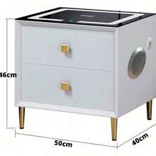 Buró De Noche Mesa De Cuarto Pantalla Con Bocina Integrada - Blanco - Ver 3