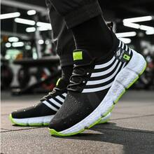 Men's Fast Lightweight Original Adult Sports Shoes For Gym, Training, Running - Affordable - Black/Green - View 2