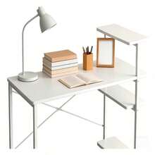 Mesa Auxilia Escritorio Para Oficina Minimalista Moderno Muebles Para Pc - Blanco - Ver 9