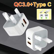 英国旅行适配器，2个装，20W英国USB-C充电器适配器，USB A+C墙式快速充电器，国际插头，快速充电，兼容 17/16/15/14/13/12/11、Galaxy、Pixel、iPad、平板电脑等，适合多人充电、多设备充电、家庭充电需求以及办公桌充电。家用办公手机充电器，多端口高输出功率。 - 查看 3