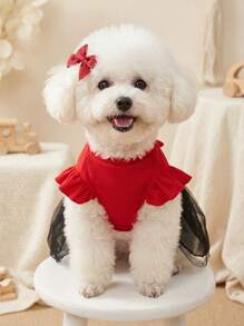 PETSIN Valentine's Day Red & Black Tulle Heart Shaped Pet Skirt - Multicolor - View 5